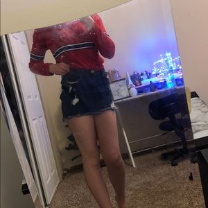 dark washed jean skirt